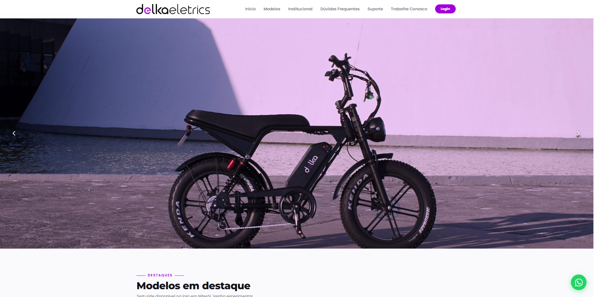 Home da Delka Eletrics com carrossel de destaque