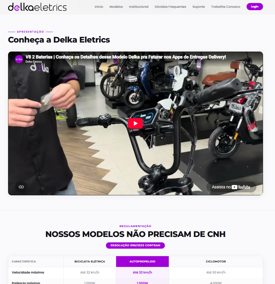 Página institucional Conheça a Delka