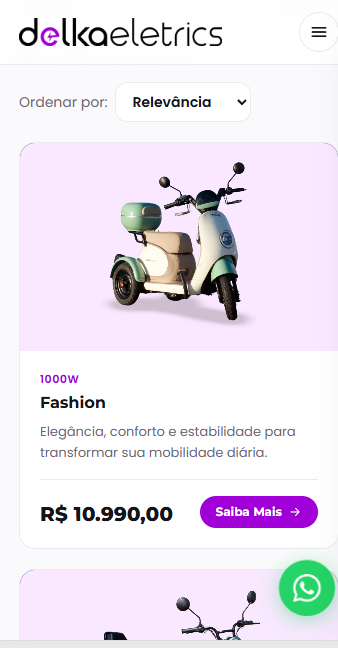 Catálogo de produtos no mobile