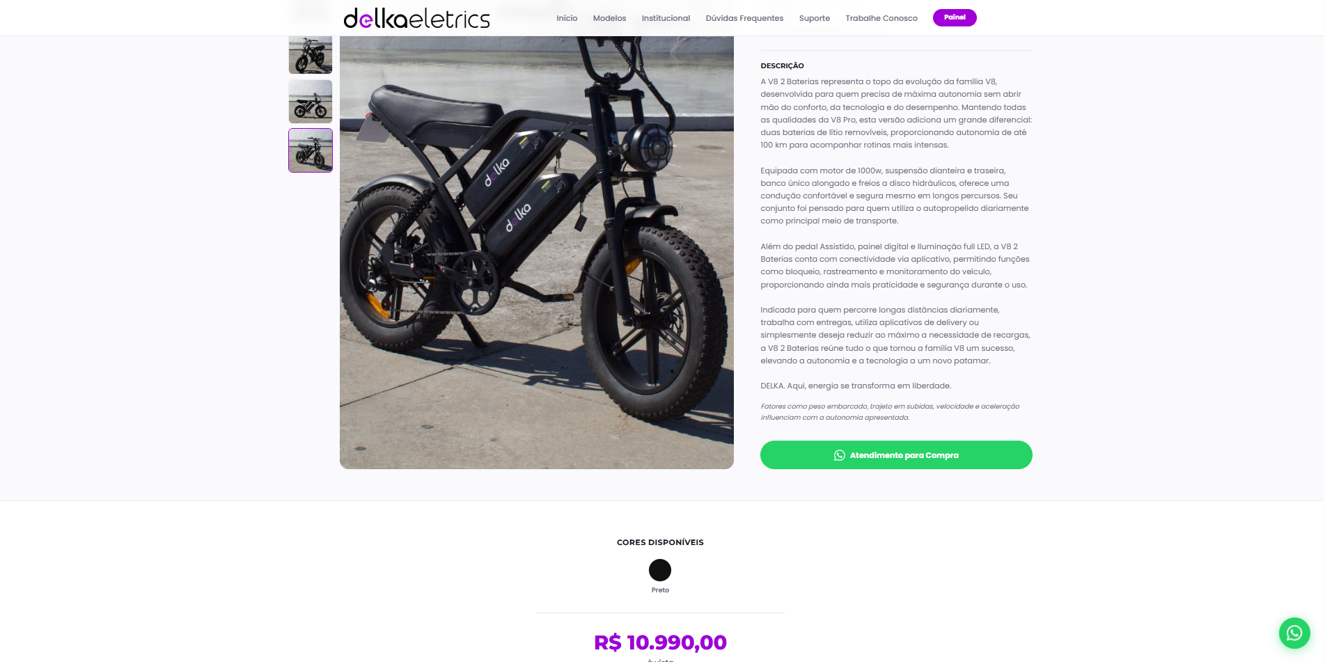 Descrição completa e botão de atendimento para compra