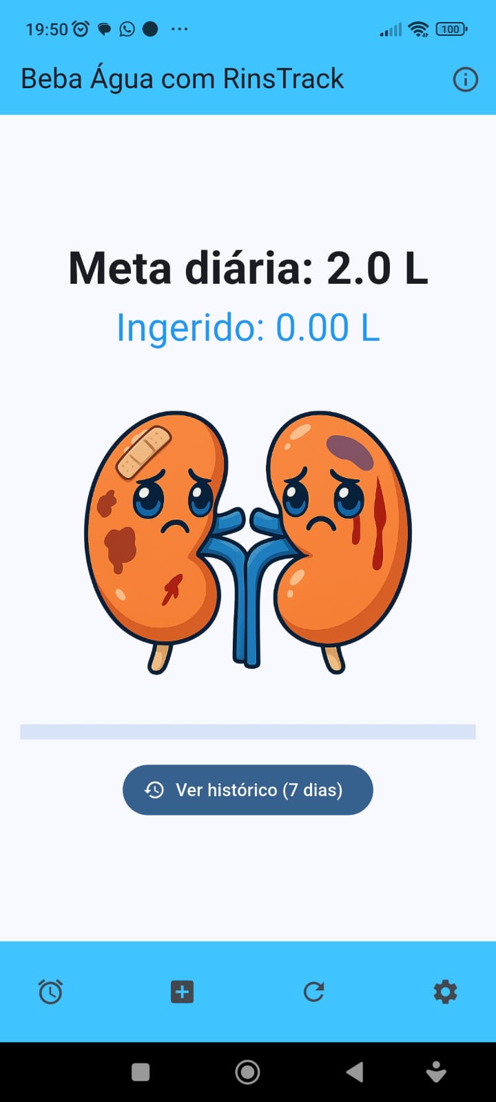 Tela inicial com consumo zerado