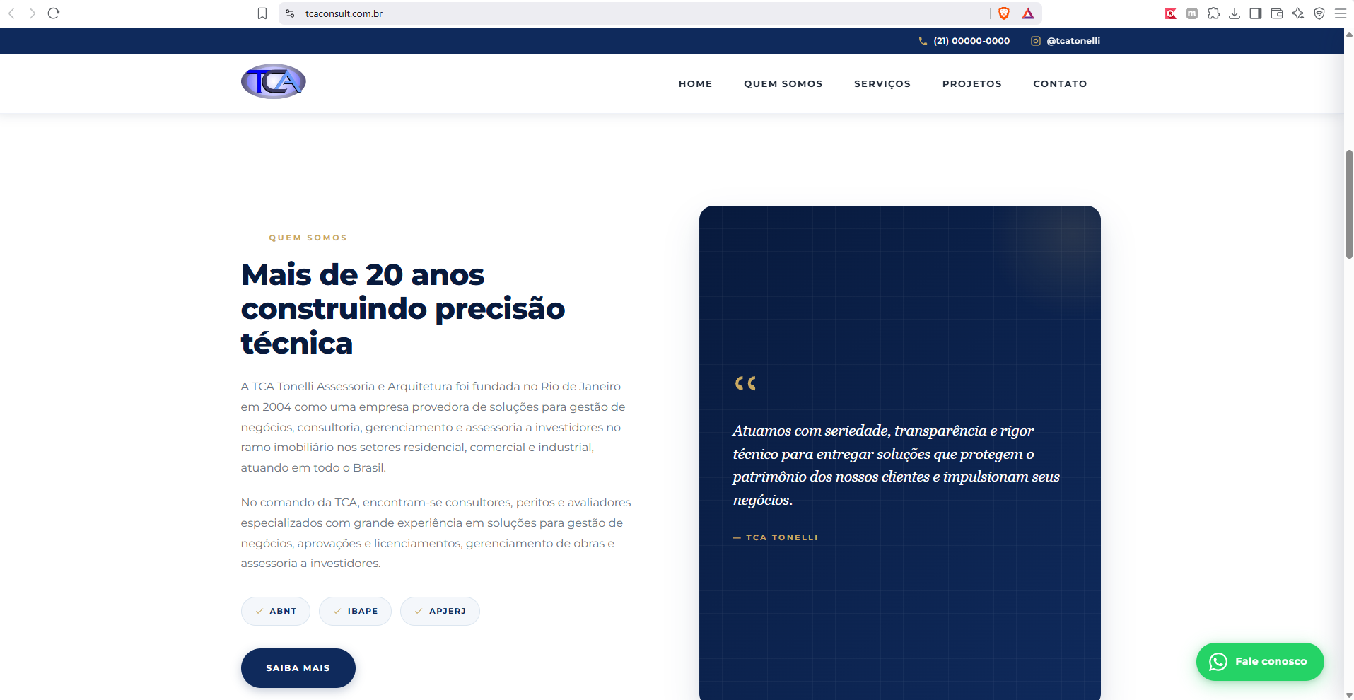 Seção quem somos com selos de filiação